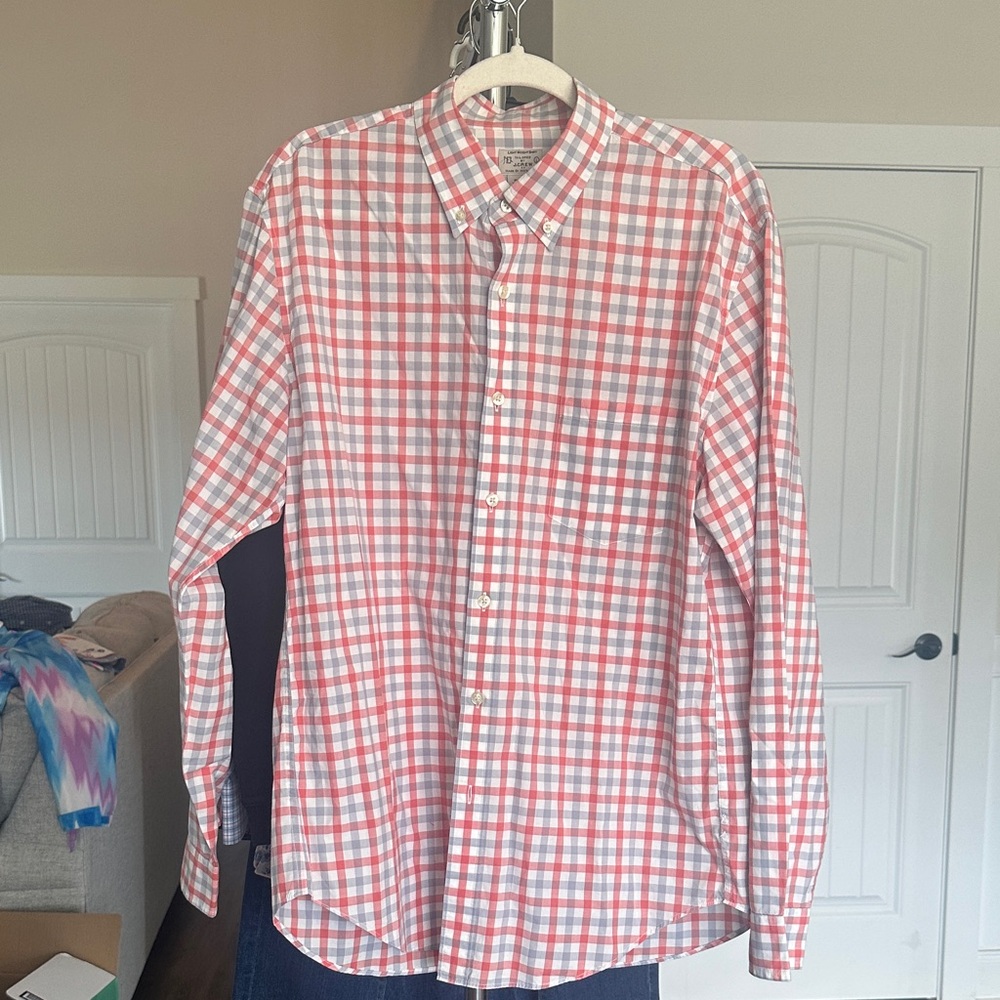 J. Crew Red and White Plaid Casual Shirt